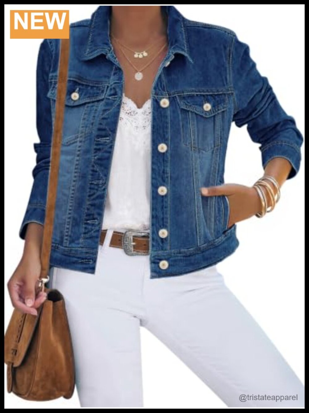 Button Down Stretch Fitted Long Sleeve Denim Jean Jacket Relaxed Fit